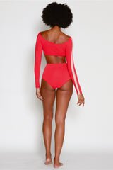 Tuxedo Long Sleeve Bikini w/ High Waist Bottoms