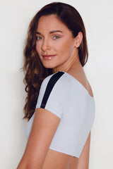 Tuxedo Short Sleeve Bikini with High Waist Bottoms