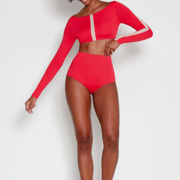 Long sleeve high waist bikini hotsell