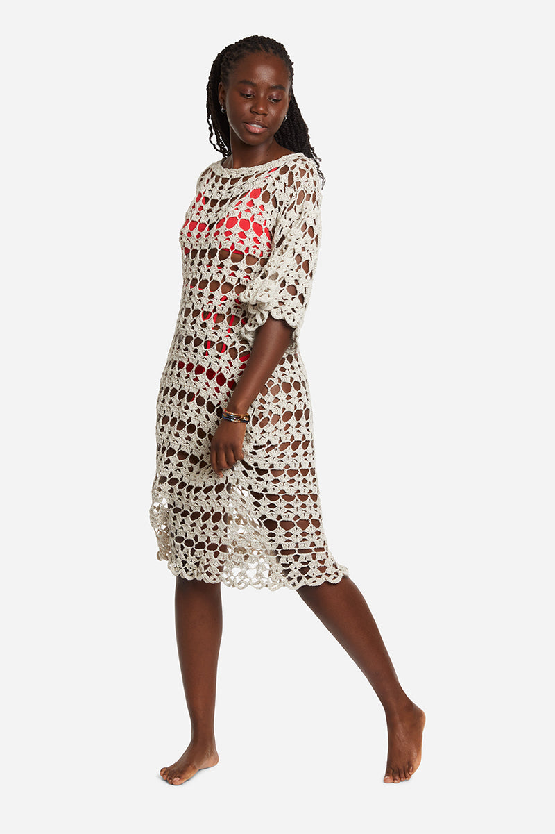 shop crochet dress ANDREEVA - Rainbow Handmade Maxi Crochet Dress